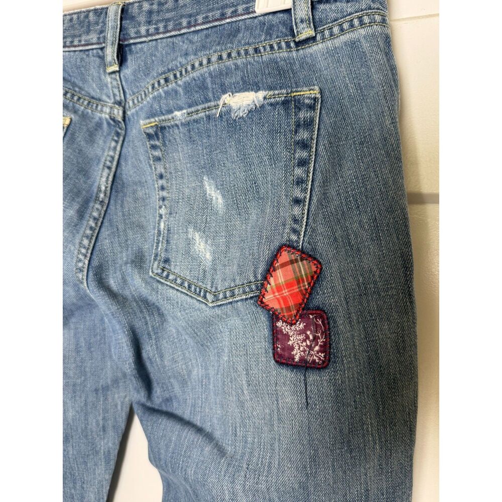 Old Navy Women's Size 6 Patchwork Low Rise Bootcut Jeans Distressed Y2K Denim - Picture 6 of 11
